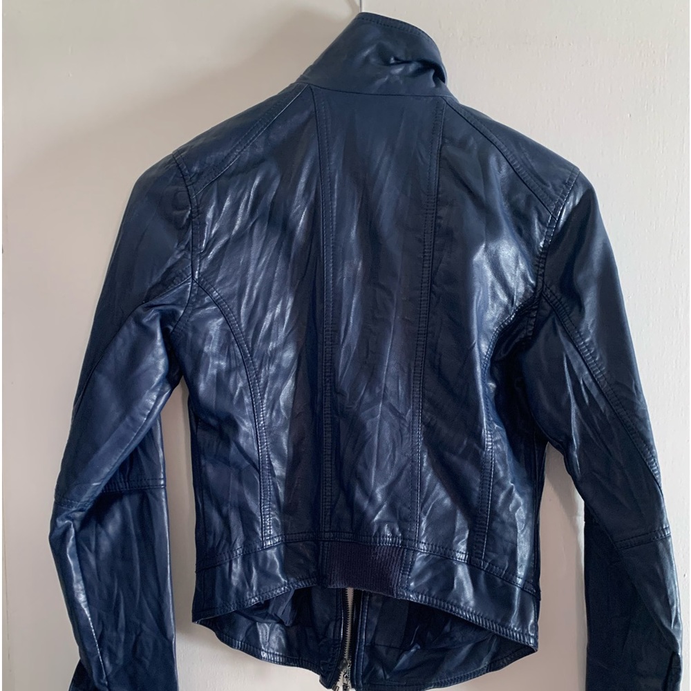 Blue leather jacket